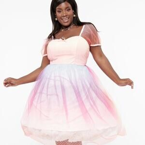 Unique Vintage 1950s Pastel Rainbow Ombre Dot Tulle Dress Sz M NWOT